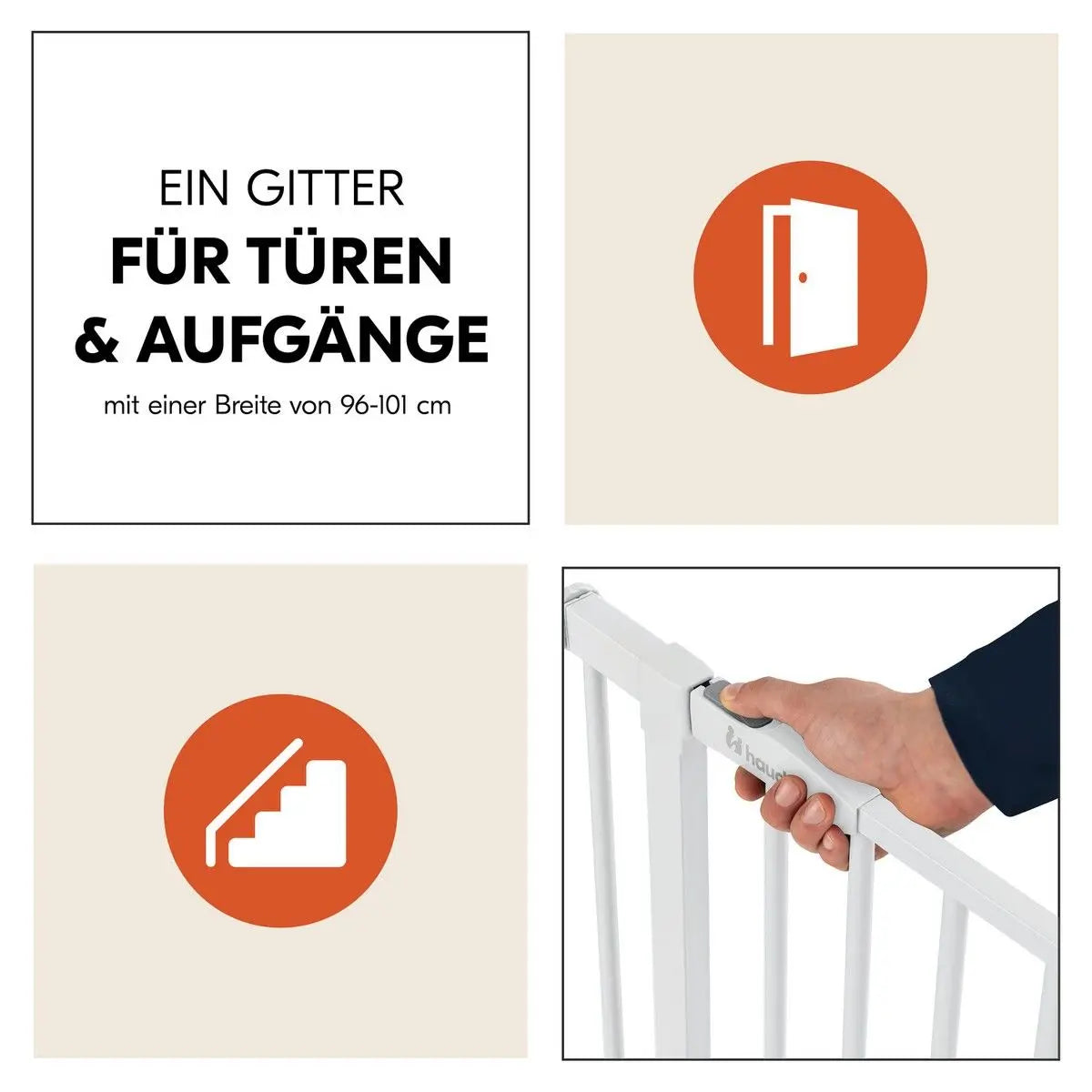 B-Ware Hauck Treppenschutzgitter Kinderschutzgitter Clear Step 2 Metall Weiß 96 101 Cm - 4007923597552