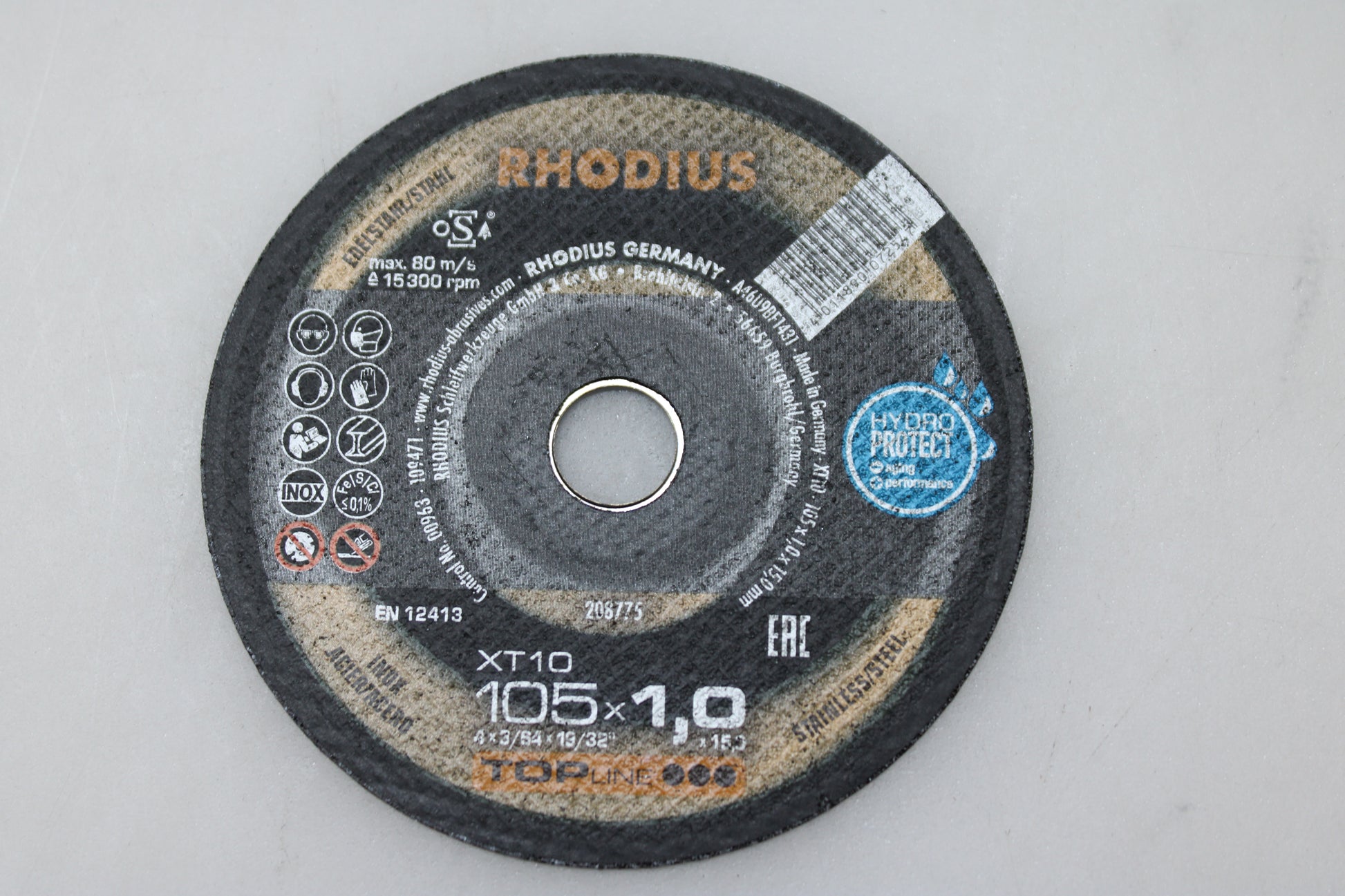 Rhodius Trennscheibe Scheibe Metall 105mm XT10 gerade 1mm Bohrung 15mm 25 STÜCK - 4011890072554