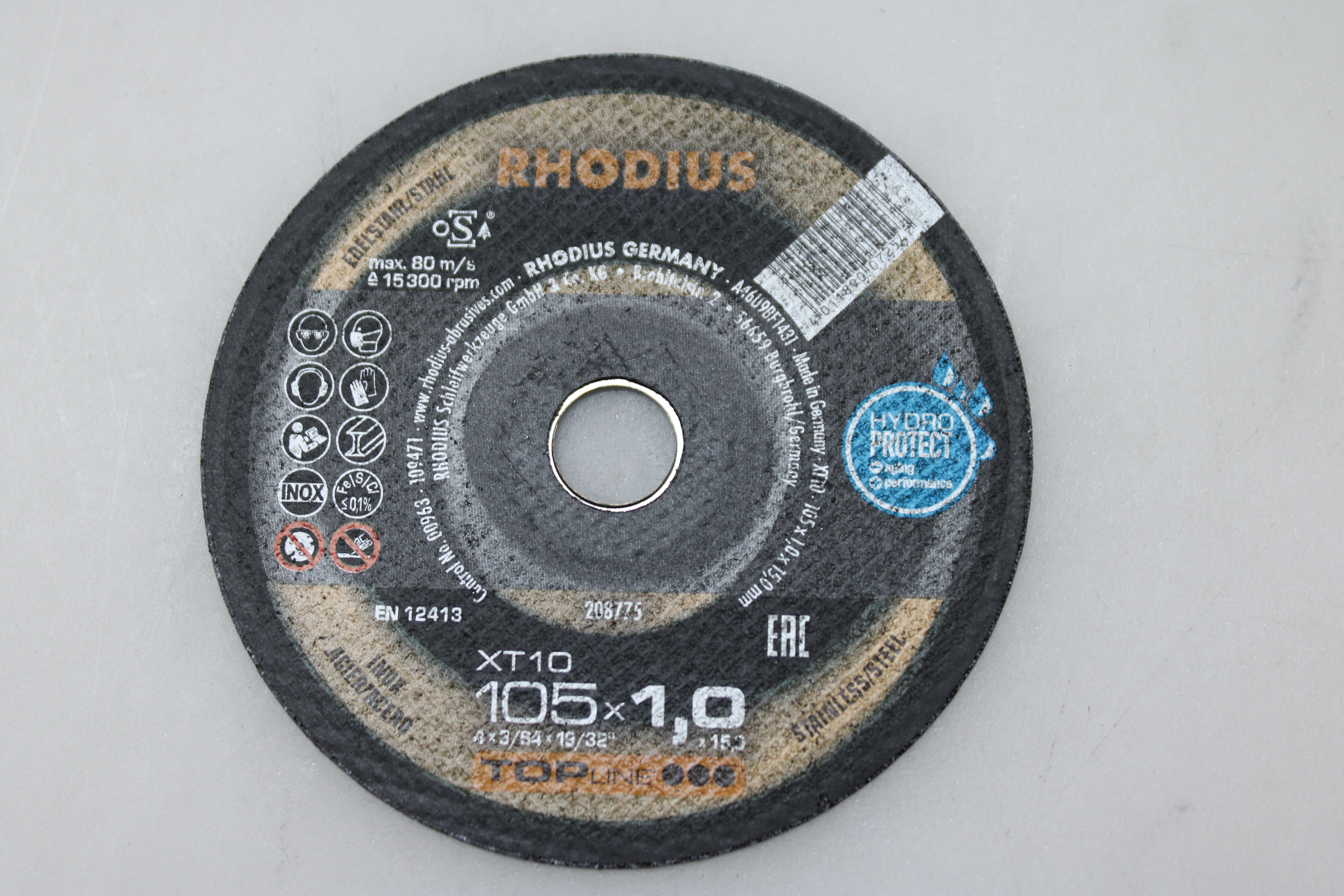 Rhodius Trennscheibe Scheibe Metall 105mm XT10 gerade 1mm Bohrung 15mm 25 STÜCK - 4011890072554