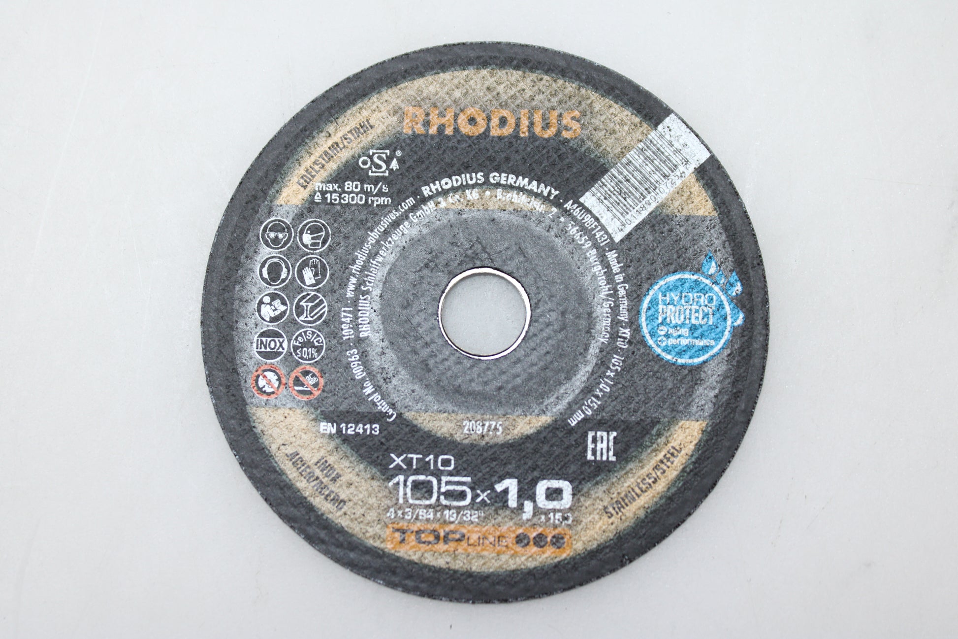 Rhodius Trennscheibe Scheibe Metall 105mm XT10 gerade 1mm Bohrung 15mm 25 STÜCK - 4011890072554