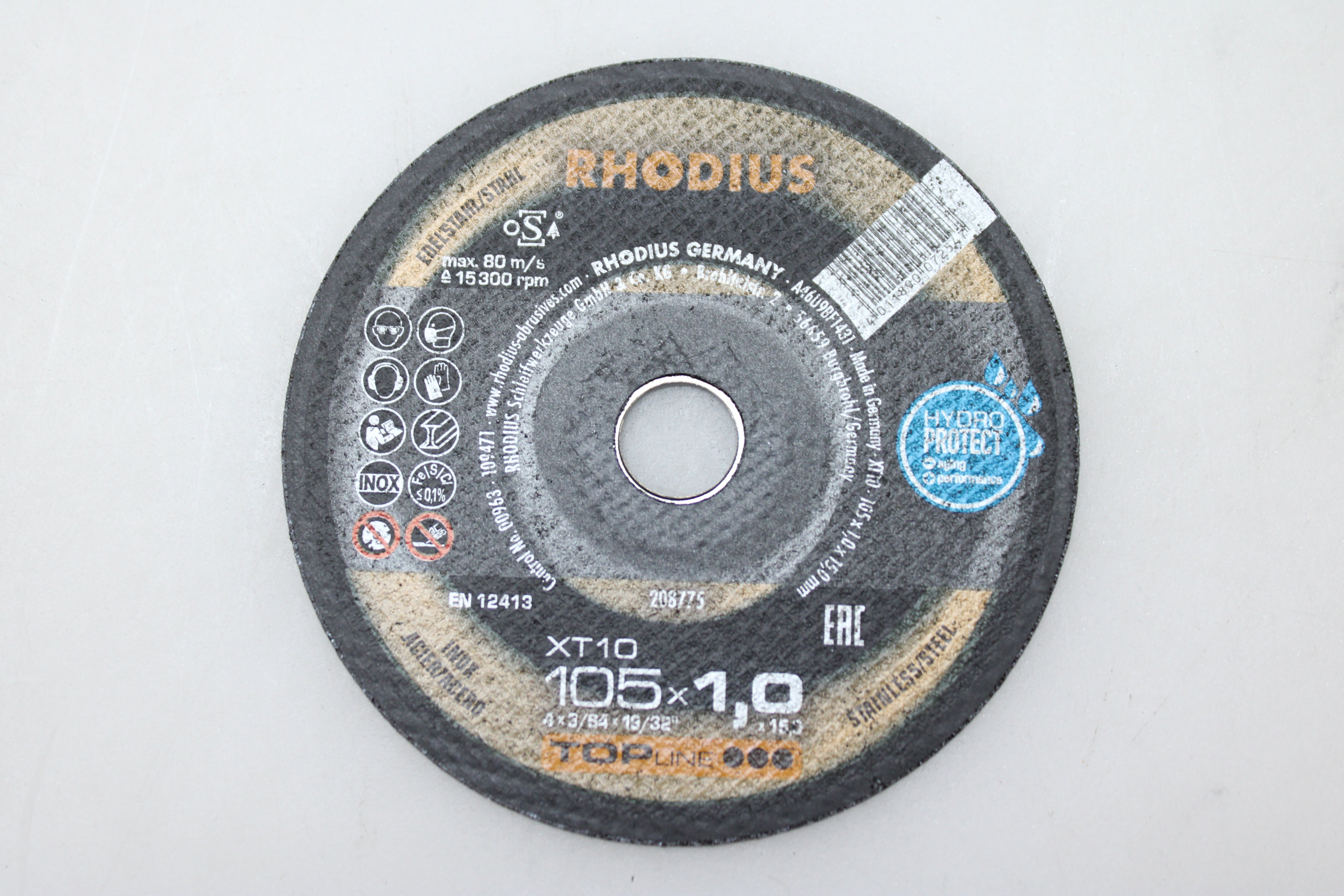Rhodius Trennscheibe Scheibe Metall 105mm XT10 gerade 1mm Bohrung 15mm 25 STÜCK - 4011890072554