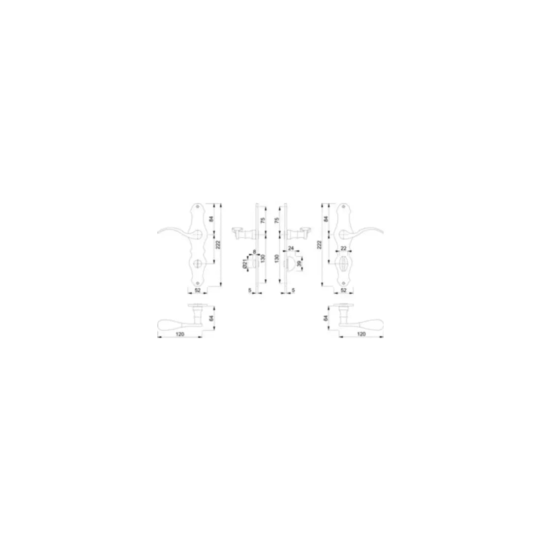 B-Ware Hoppe Langschildgarnitur Drückergarnitur Weimar Messing F71 Bad Zimmertür 78mm - 4011952046622