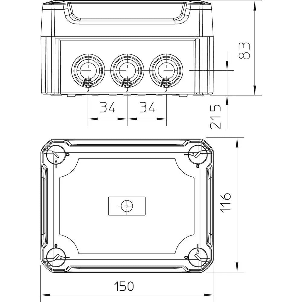B-Ware Obo Bettermann Abzweigdose Kabelabzweigkasten Kunststoff Transparent 150x116mm - 4012196057702