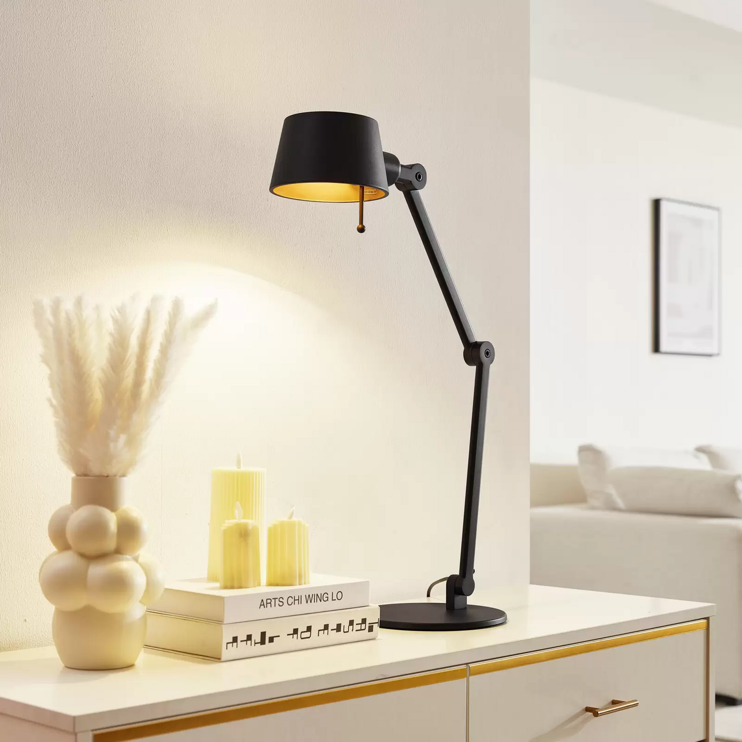 Lucande Silka Tischleuchte Verstellbar Schwarz Tischlampe Schreibtischlampe 795 B-Ware