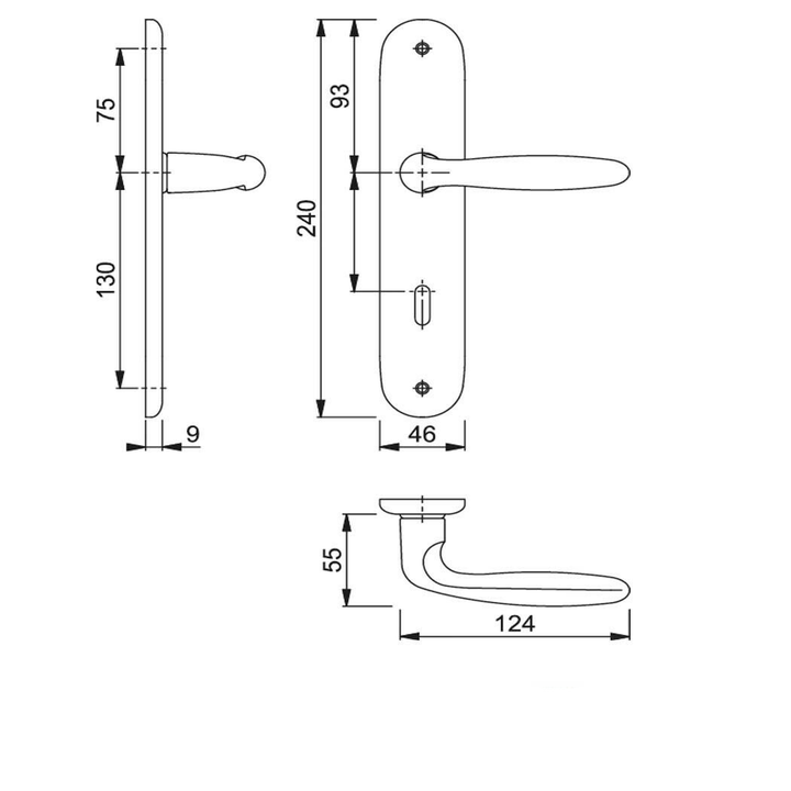 Hoppe Zimmertür Langschildgarnitur Türklinke Türgriff Wc 1510/273 P F1 Aluminium B-Ware - 4012789306606