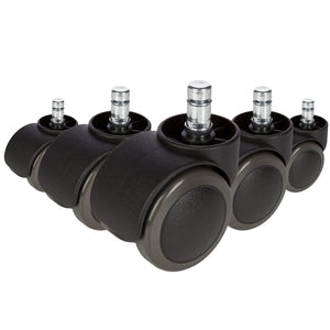 B-Ware hjh OFFICE Hartbodenrollen Ersatzrollen Stuhlrollen Schwarz 11mm 50mm 5er
