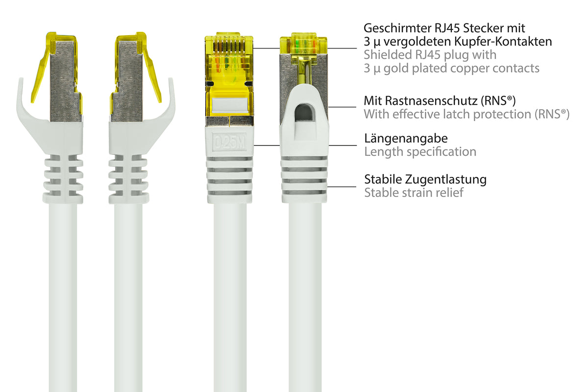 Good Connections Patchkabel Netzwerkkabel RJ45 Kabel Rastnasenschutz Cat 7 weiß - 4014619324668
