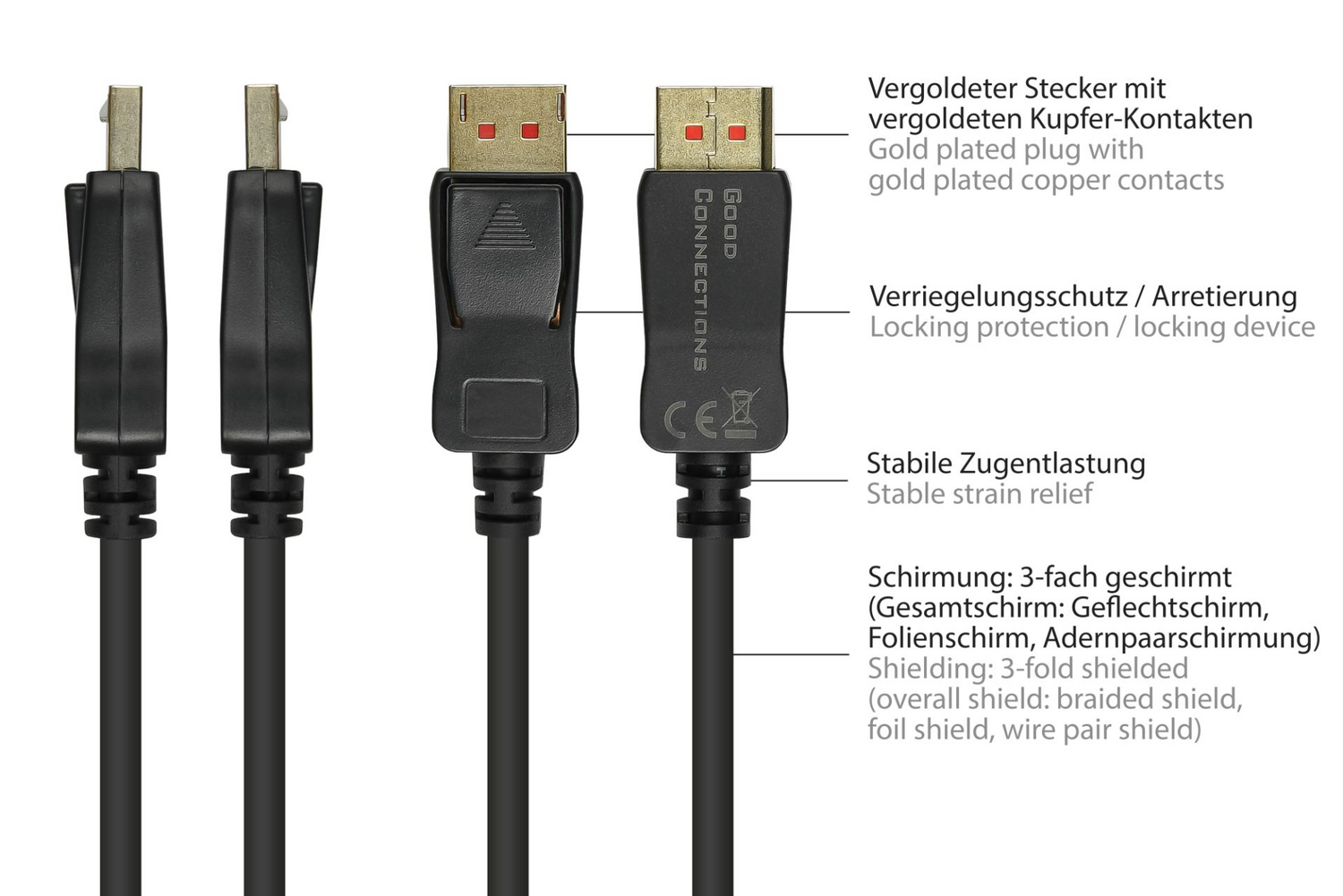 Good Connections Anschlusskabel Kabel Displayport 1.4 Uhd 8 K 2 M Schwarz B-Ware - 4014619459193