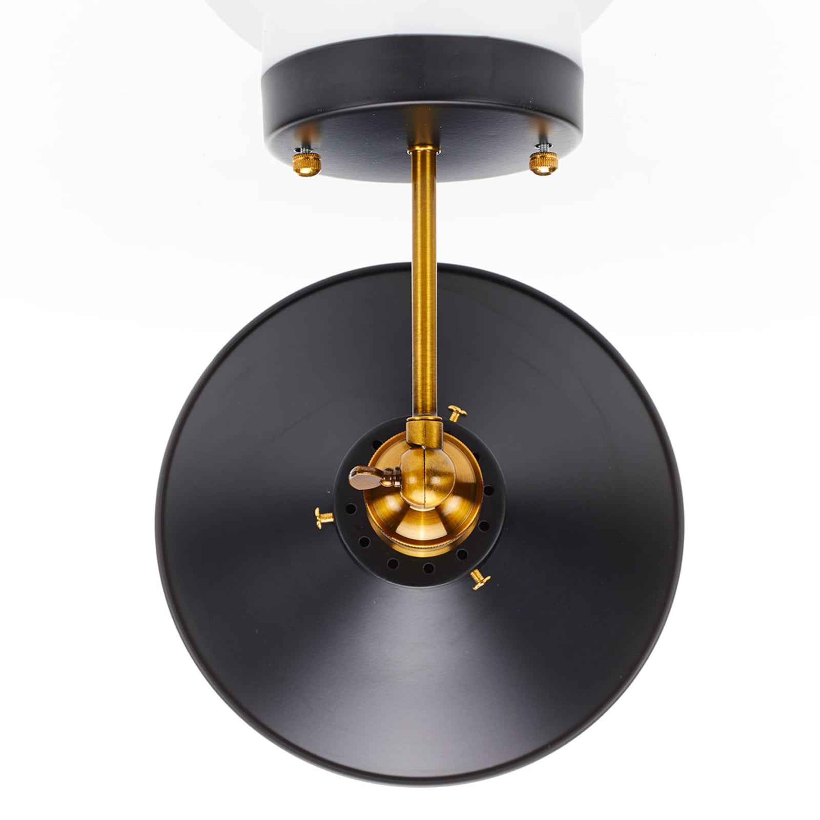 Globo Wandleuchte Viktor im Industriedesign schwarz altmessing dimmbar 1x60W E27 - 9007371337194