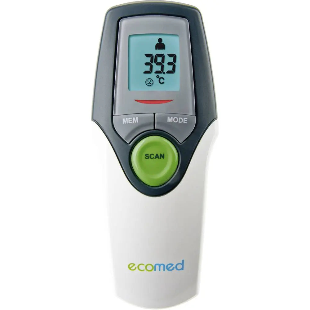 B-Ware Ecomed Fieberthermometer Infrarot Stirn Thermometer Schläfe Tm 65 E Weiß Grau - 4015588234002