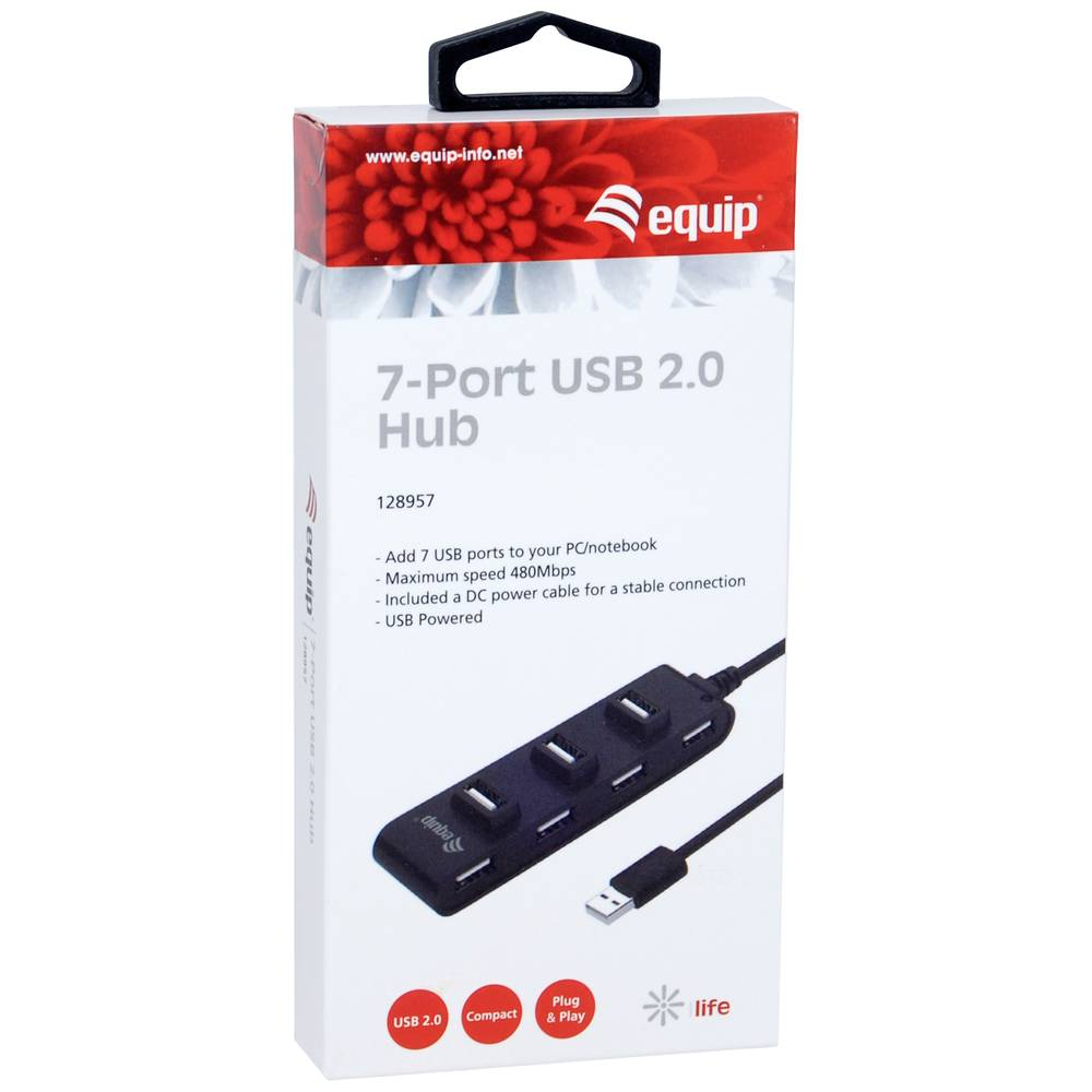 Equip 128957 Usb Hub Verteiler 7 Port Usb 20 Hub Schwarz B-Ware - 4015867225332
