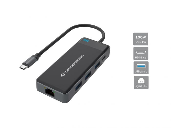 Conceptronic Donn14 G 7 In 1 Usb 3.2 Gen 1 Dockingstation Usb Hub Laptop Adapter  B-Ware - 4015867229125