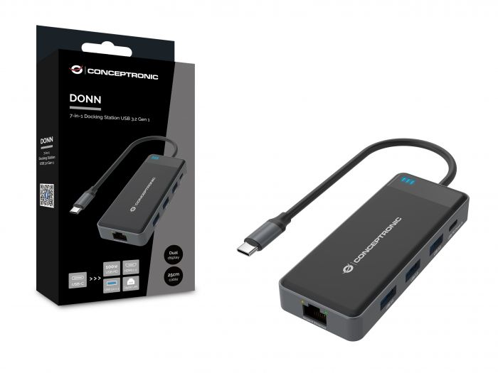 Conceptronic Donn14 G 7 In 1 Usb 3.2 Gen 1 Dockingstation Usb Hub Laptop Adapter  B-Ware - 4015867229125