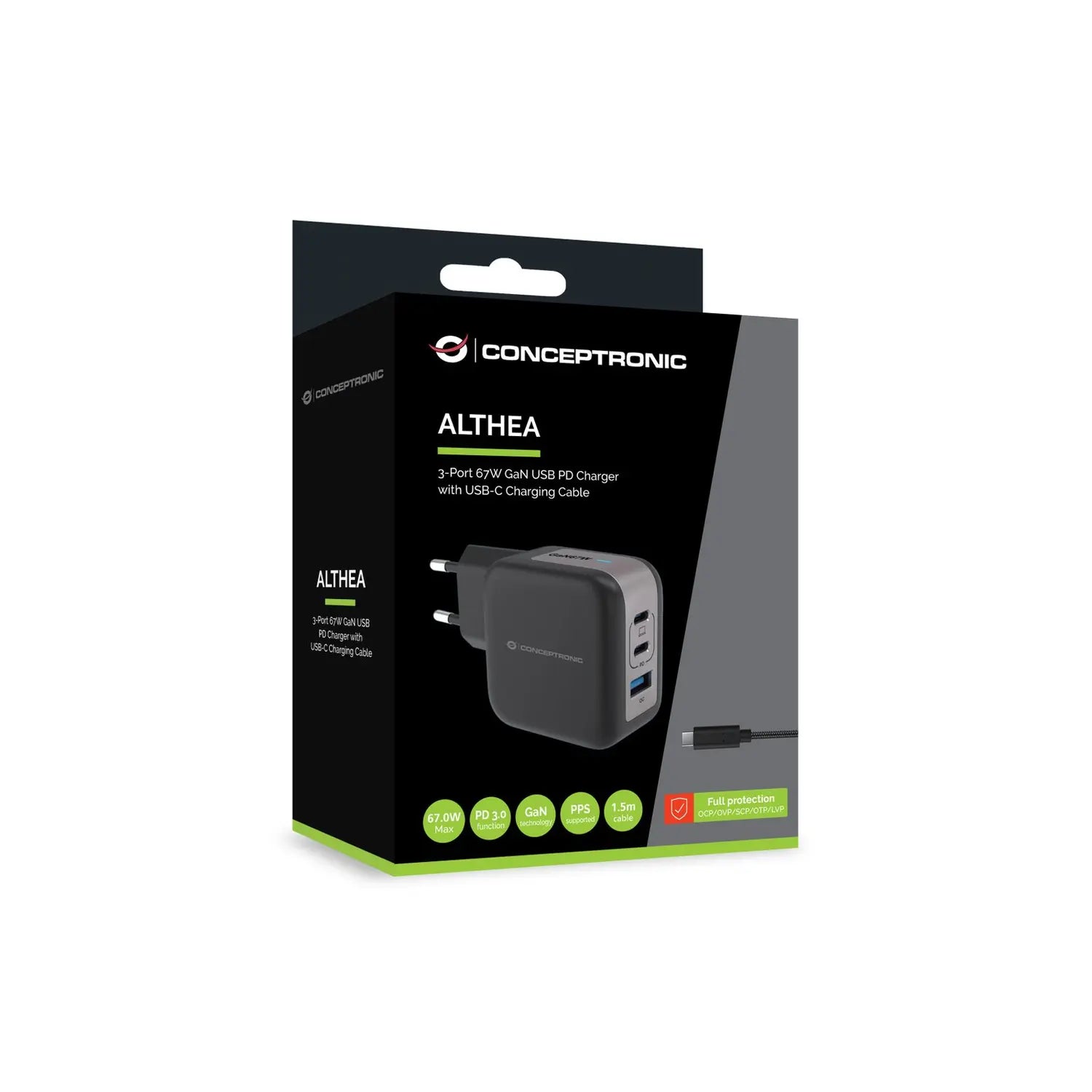 B-Ware Conceptronic Ladegerät Netzteil Usb Ladeadapter Schwarz 3 Port 150 Cm Kabel - 4015867236512