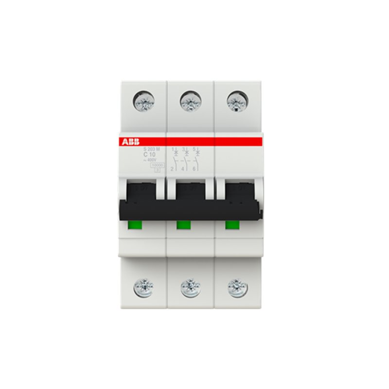 ABB Leitungsschutzschalter Sicherungsautomat S203M C10 3polig Stromkreis AC/DC - 4016779605922
