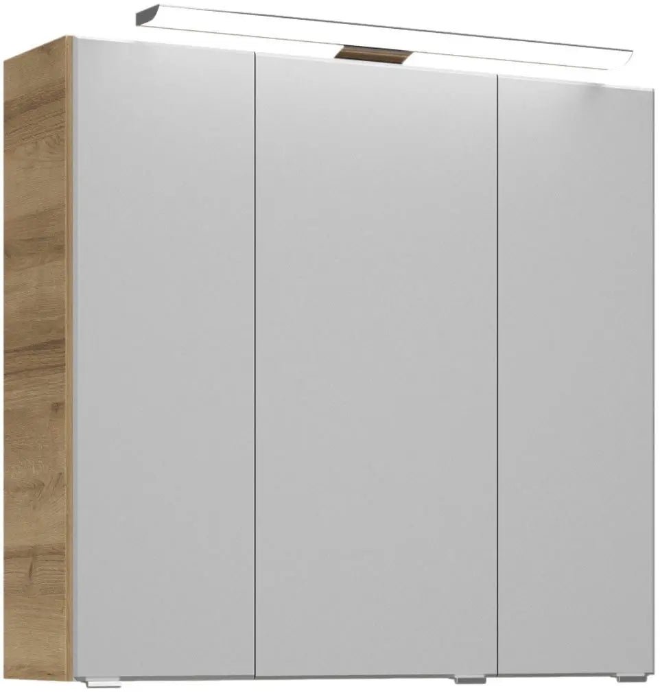 B-Ware Saphir Badmöbel Set Waschtisch Unterschrank Spiegelschrank Led Riviera Eiche - 4017026107633