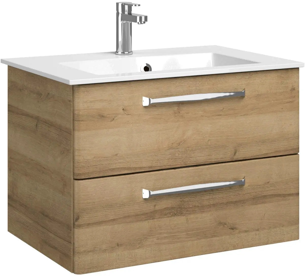 B-Ware Saphir Badmöbel Set Waschtisch Unterschrank Spiegelschrank Led Riviera Eiche - 4017026107633