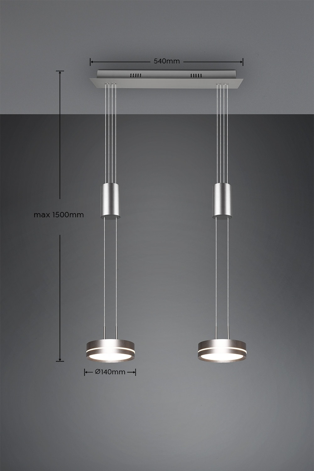 Trio Led Pendelleuchte Franklin Hängelampe Deckenleuchte Nickel 18 W Siehe Text B-Ware - 4017807510065