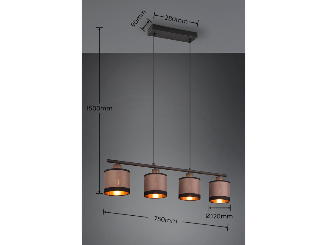 Reality Pendelleuchte Davos Hängeleuchte R31554041 Lampe Schwarz Taupe E14 B-Ware - 4017807574333