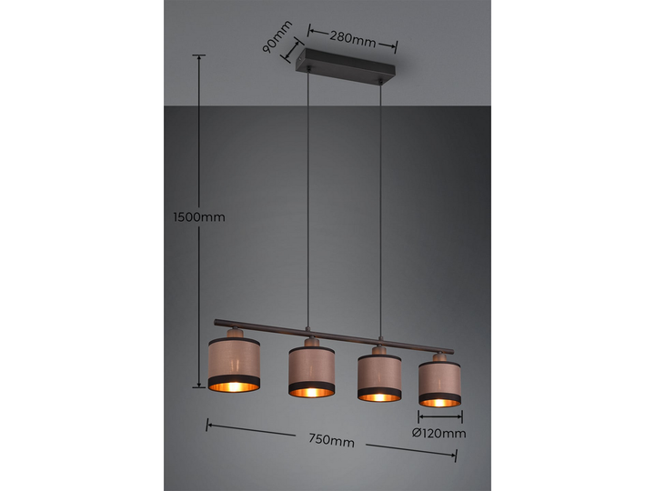 Reality Pendelleuchte Davos Hängeleuchte R31554041 Lampe Schwarz Taupe E14 B-Ware - 4017807574333