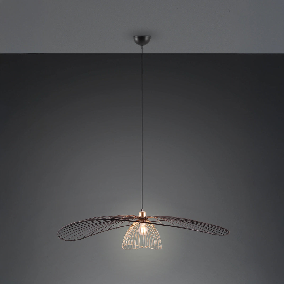 Trio Pendelleuchte Hängeleuchte Lauris Lampe Schwarz Metall E27 LED 100 cm - 4017807678093