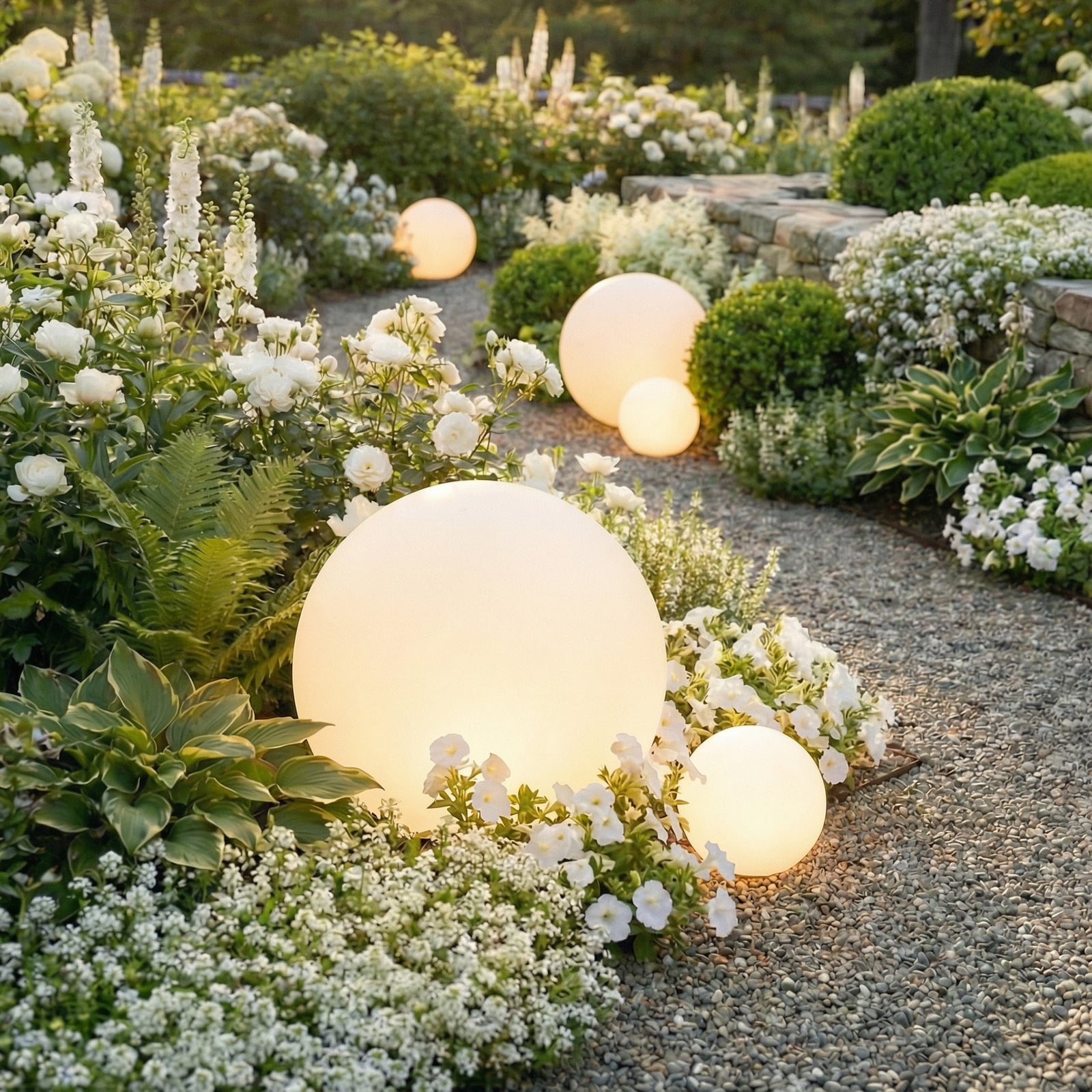 Lindby Gartenleuchte LED Solarlampe Lago 3er Set Kugeln weiß Erdspieß 20-30cm - 4251096525168