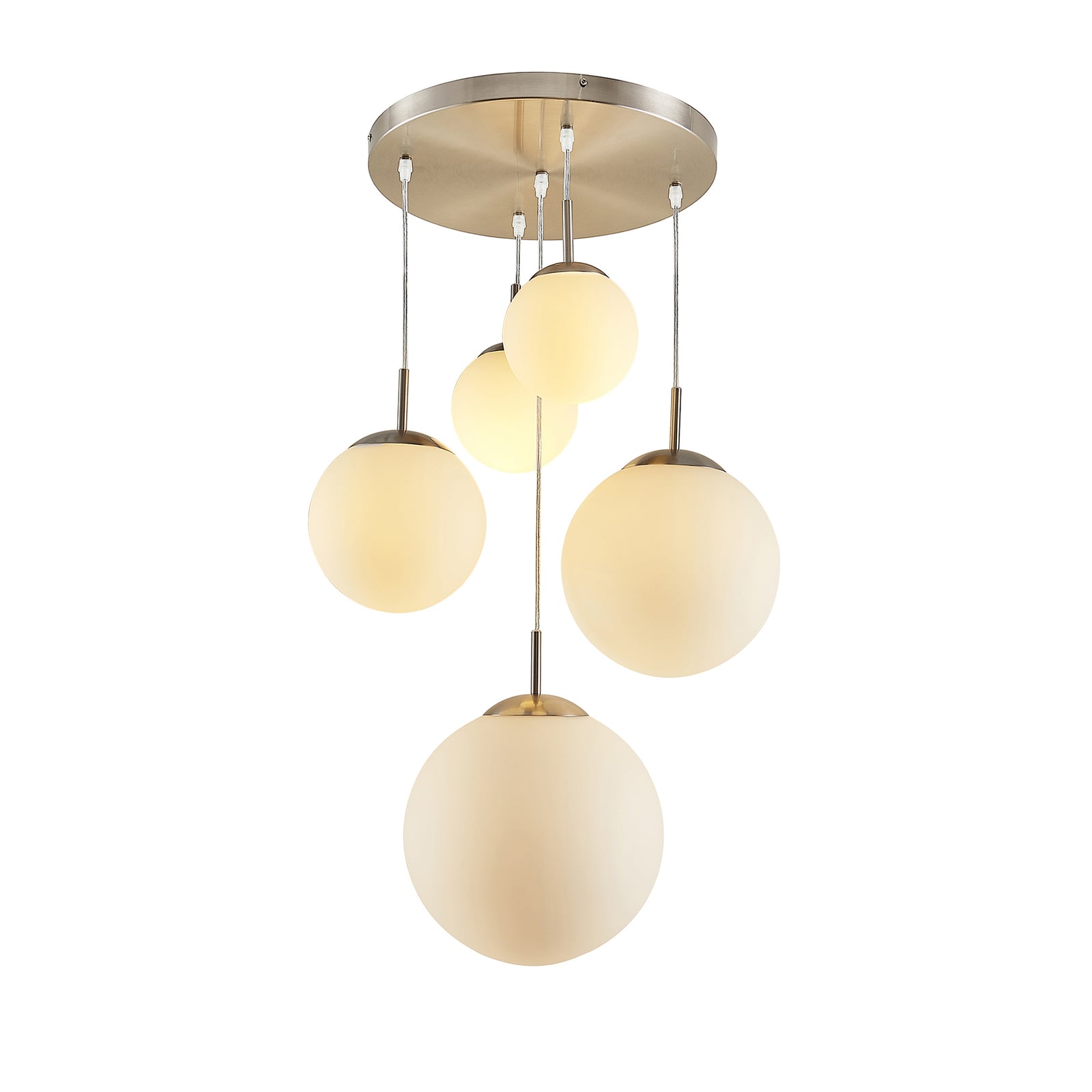 Lindby Hängeleuchte Heleska LED Pendelleuchte Lampe 5-flammig weiß Ø50cm nickel - 4251096595017