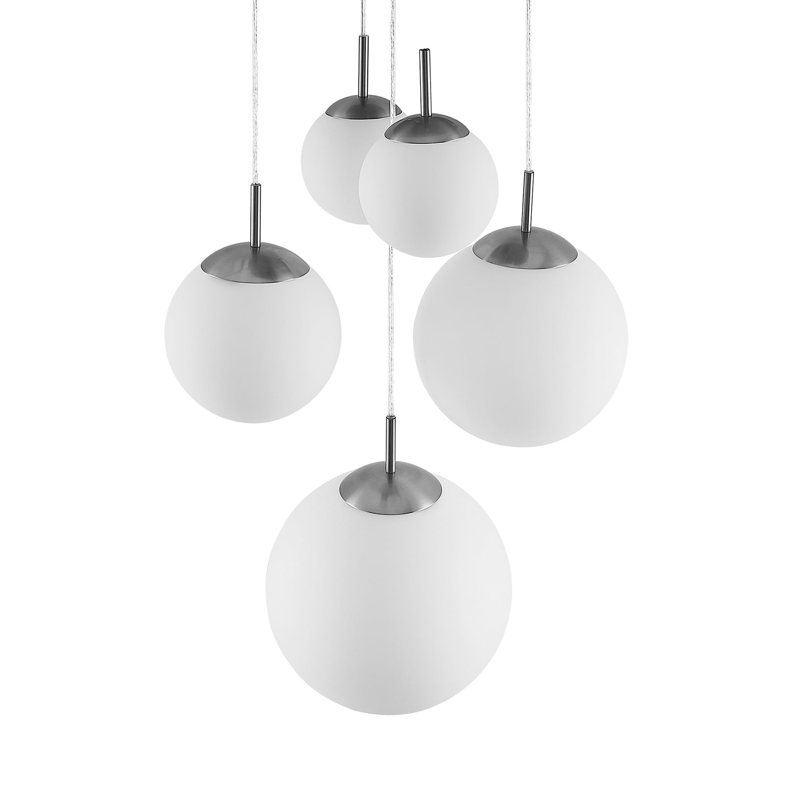 Lindby Hängeleuchte Heleska LED Pendelleuchte Lampe 5-flammig weiß Ø50cm nickel - 4251096595017
