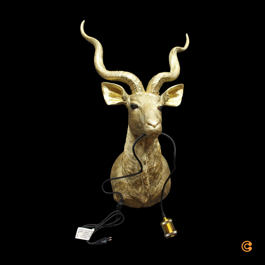 Kare Design Goldene Antilopentier Wandleuchte Antilope Dekoration Dekoleuchte B-Ware - 4025621537137