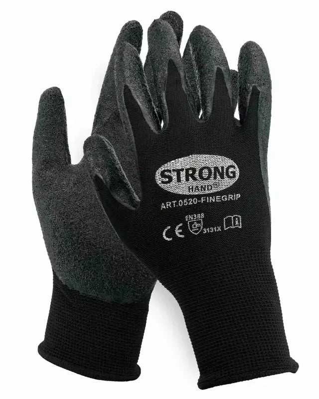 B-Ware Stronghand Arbeitshandschuhe Feinstrick Nylon Latex Größe 7 Schwarz 36 Paar - 4025888336917
