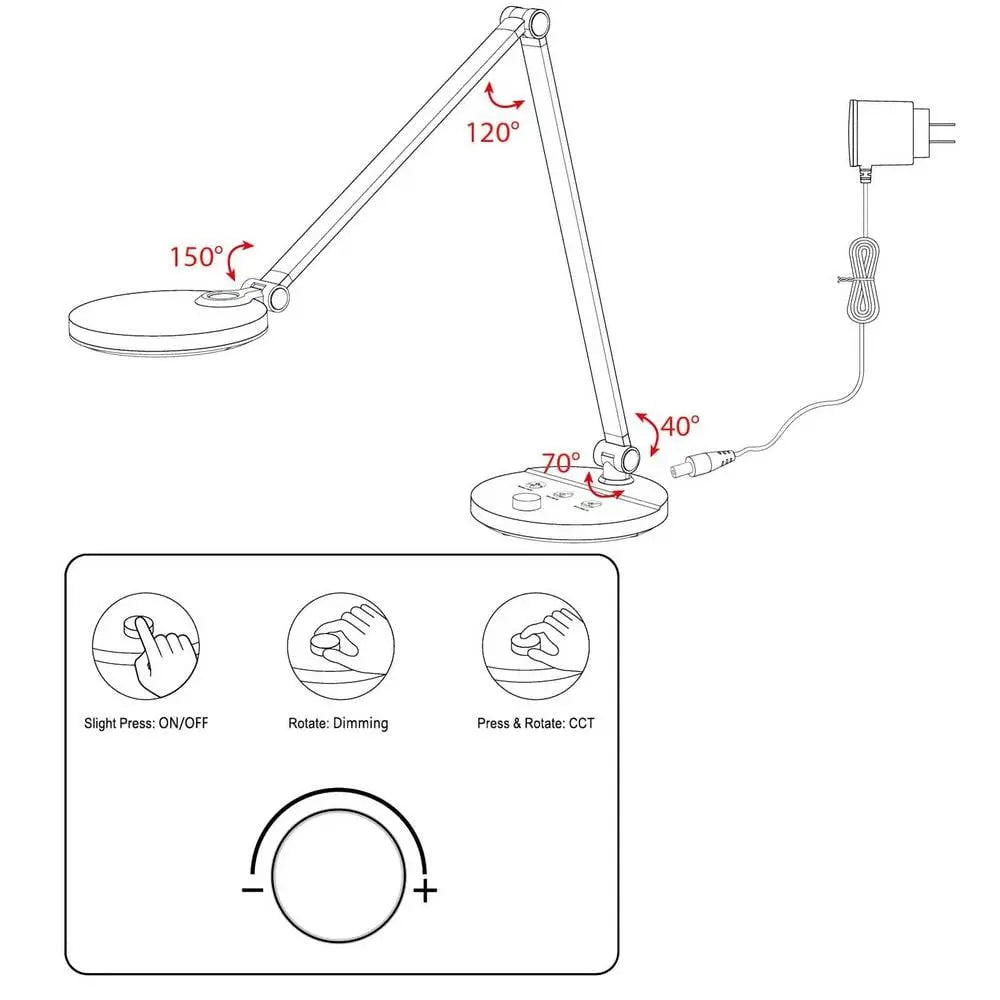 B-Ware Fein Tech Schreibtischleuchte Led Tischlampe Drehknopf Dimmbar Flexibel Schwarz - 4026423000300