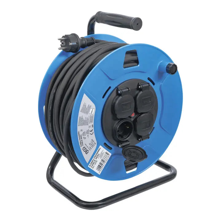 B-Ware Bgs Kabeltrommel 50 M 3x1,5 Mm² 4 Steckdosen Mit Verschlusskappe Ip 44 3500 W - 4026947033785