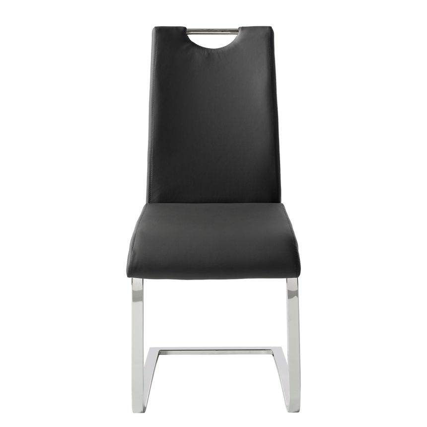 B-Ware Fredriks Freischwinger Nevia I Stuhl 2er Set Essstuhl Kunstleder Schwarz Chrom - 1000183808