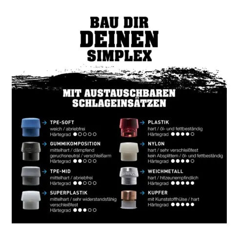 B-Ware Halder Schonhammer Hammer Simplex Gummihammer Schwarz Nylon Weiß Holzstiel 30mm - 4030618300731