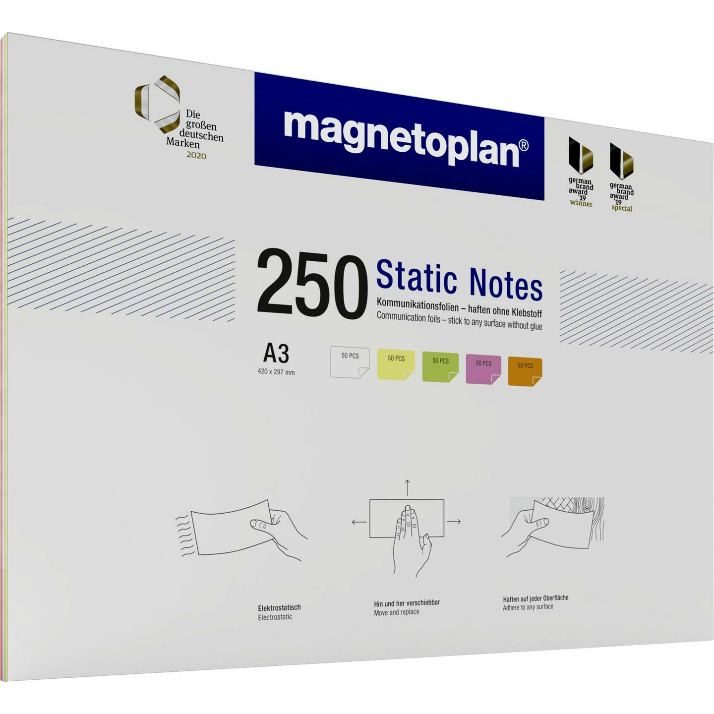 Magnetoplan Haftnotiz 11250310 420 X 297 Mm Weiß Gelb Grün Rosa Orange 250 Stück B-Ware