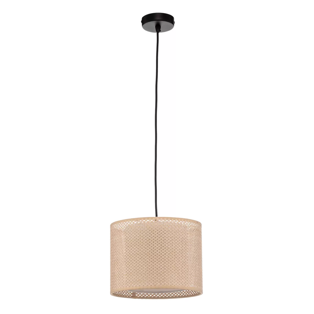 Lindby Hängeleuchte Soula Ø 26 cm beige Kunststoff E27 Hängelampe Lampe Leuchte