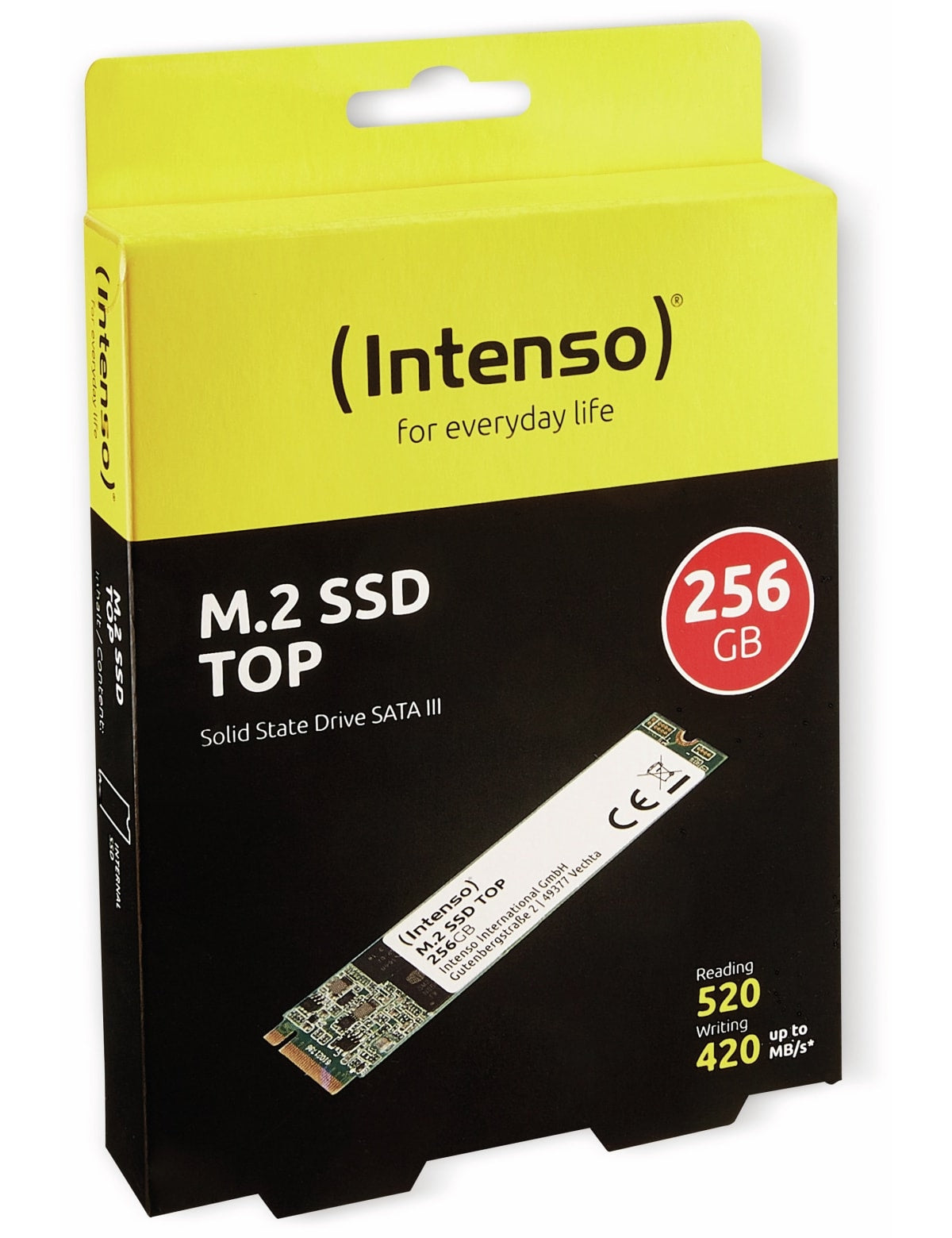 INTENSO SSD Festplatte Laufwerk M2 Speicher intern 256 GB MLC Flash 520 MBs - 4034303025886