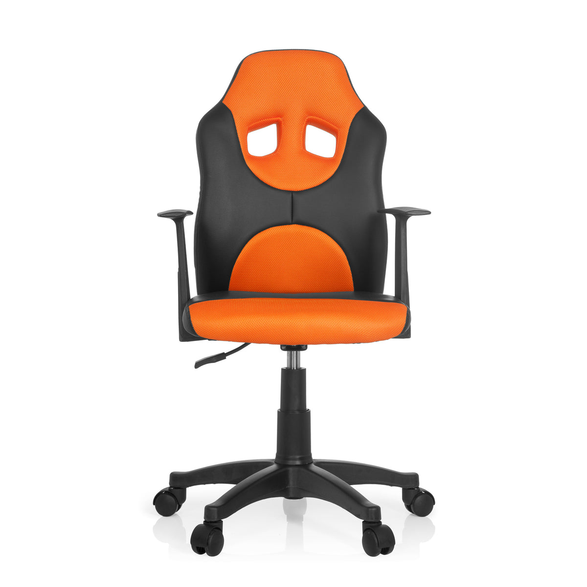 hjh OFFICE Kinderdrehstuhl Stuhl schwarz orange Kunstleder Armlehnen Rollen - 4251084640897
