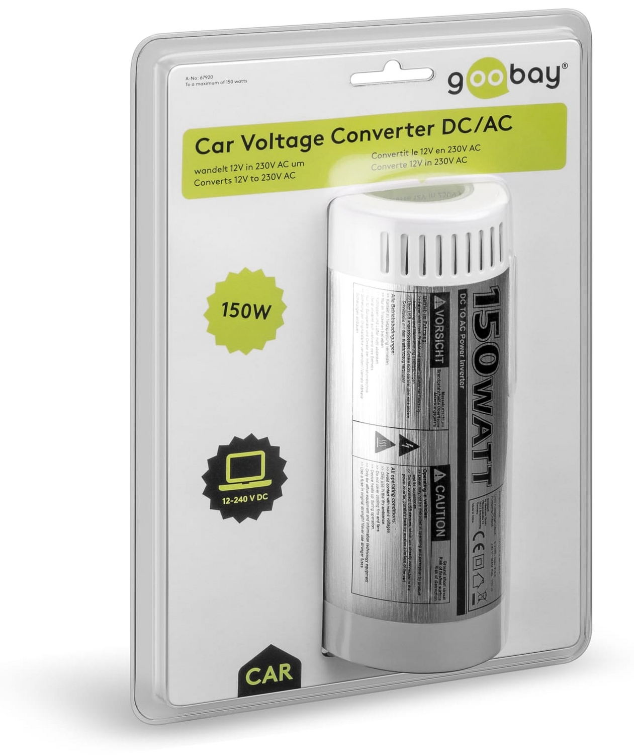 Goobay Wechselrichter Spannungswandler 12 V 230 V 150 W Usb 24 A Stromversorgung B-Ware - 4040849679209