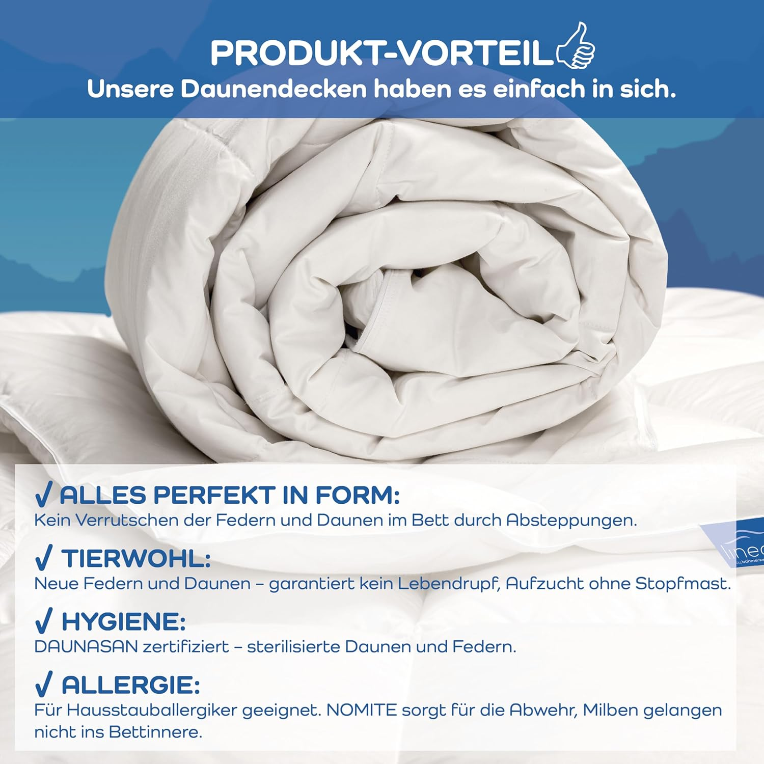 Linea By Böhmerwald Bettdecke Decke Daunenbettdecke Daunen Weiß 135x200  B-Ware - 4041134192526