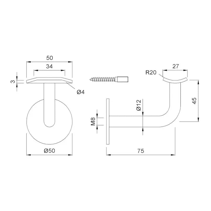 B-Ware Kws Handlaufstütze Halter Handlaufstütze 4570 Stahl Silber 4 Stück - 4041518147753