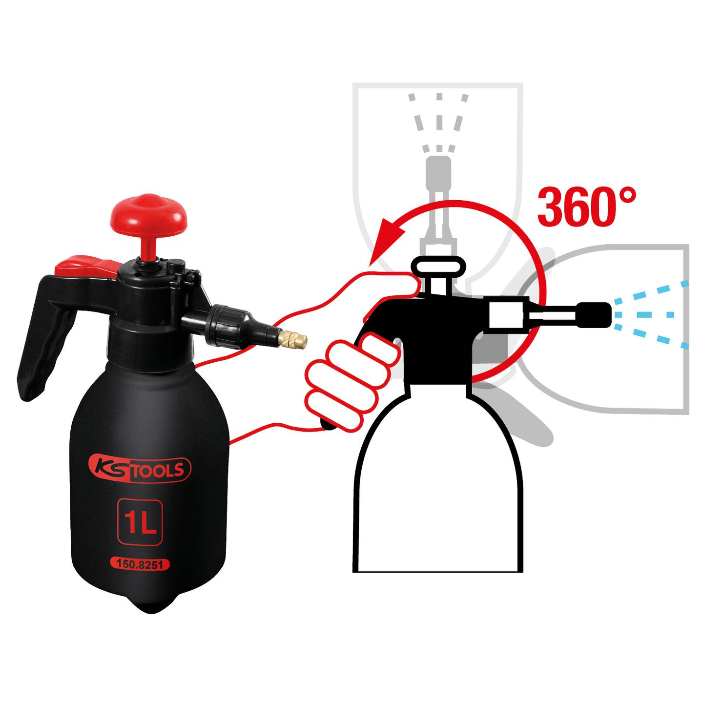 B-Ware Ks Tools Industrie Zerstäuber Sprühflasche Drucksprüher 1 L 2 Stück - 4042146611531