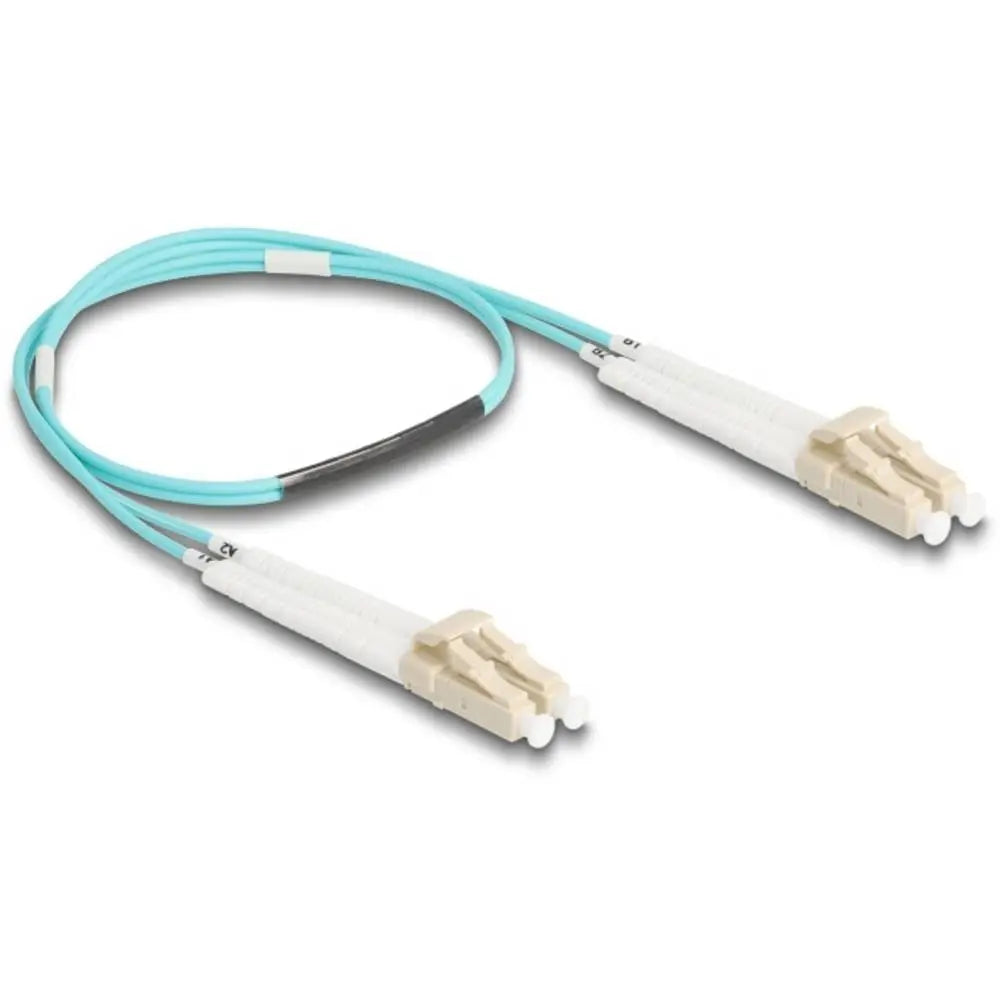 B-Ware Delock Kabel Lwl Glasfaserkabel Lc Duplex Multimode Om3 Aquablau 0.5 M 2 Stück - 4043619880782