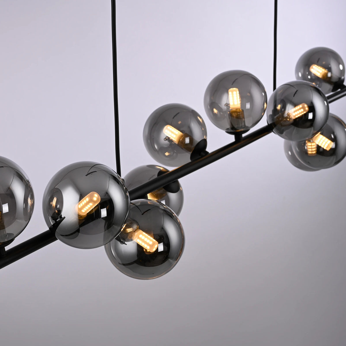 SCHÖNER WOHNEN Hängeleuchte Pendelleuchte Dubai Rauchglas G9 LED schwarz 13-flg - 4043689017590