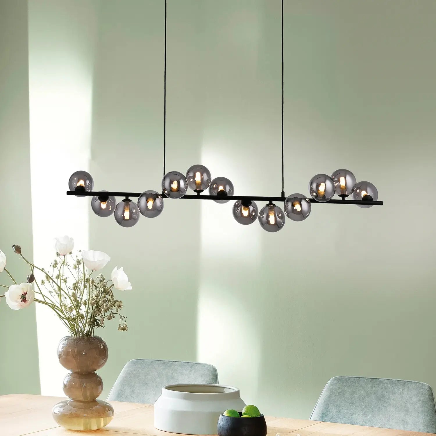B-Ware Schöner Wohnen Hängeleuchte Pendelleuchte Dubai Rauchglas G9 Led Schwarz 13 Flg - 4043689017590