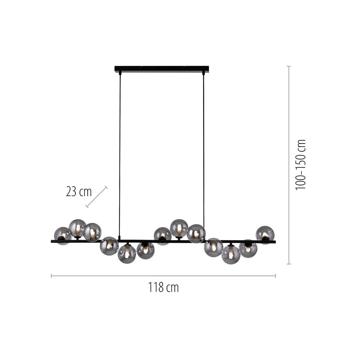 SCHÖNER WOHNEN Hängeleuchte Pendelleuchte Dubai Rauchglas G9 LED schwarz 13-flg - 4043689017590