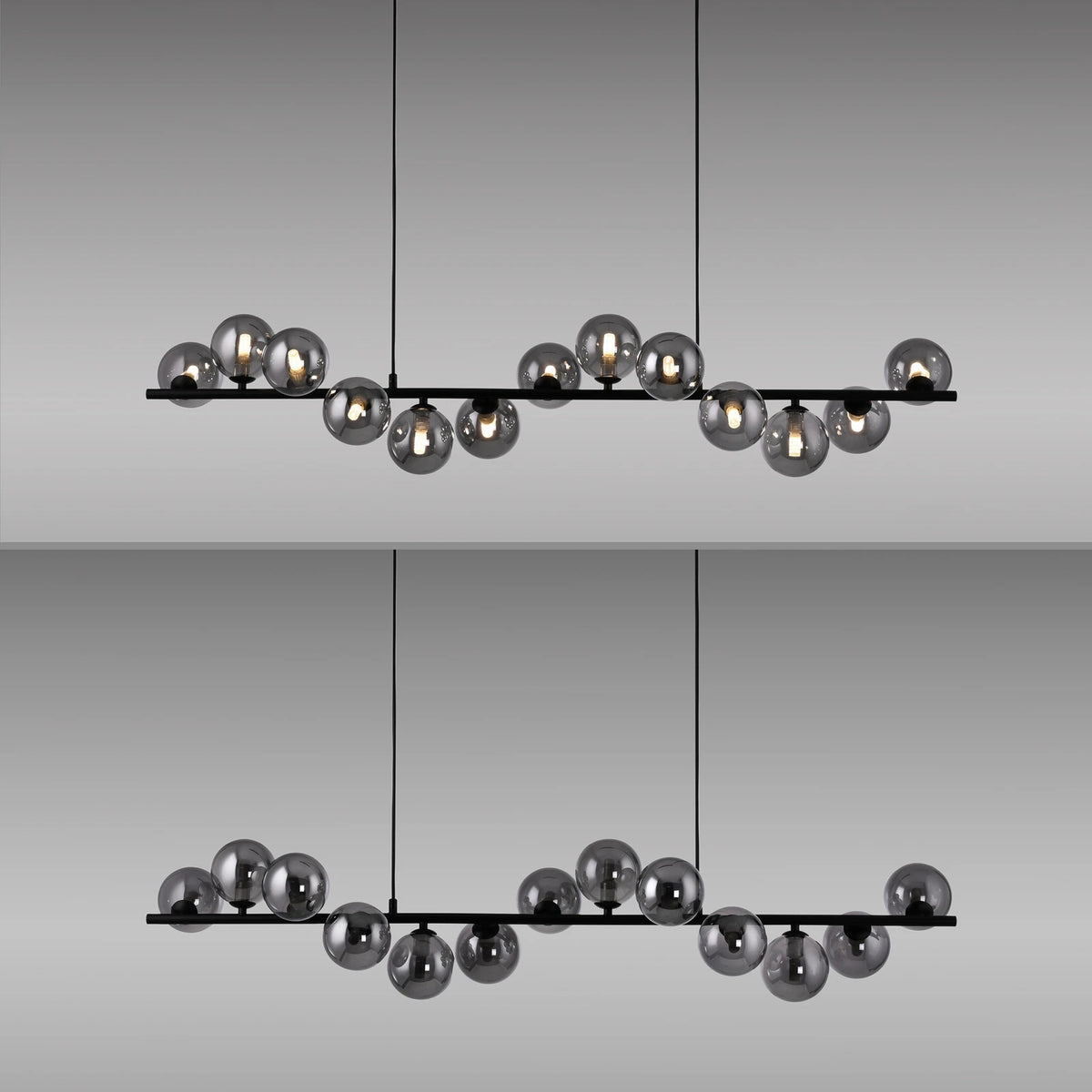 SCHÖNER WOHNEN Hängeleuchte Pendelleuchte Dubai Rauchglas G9 LED schwarz 13-flg - 4043689017590