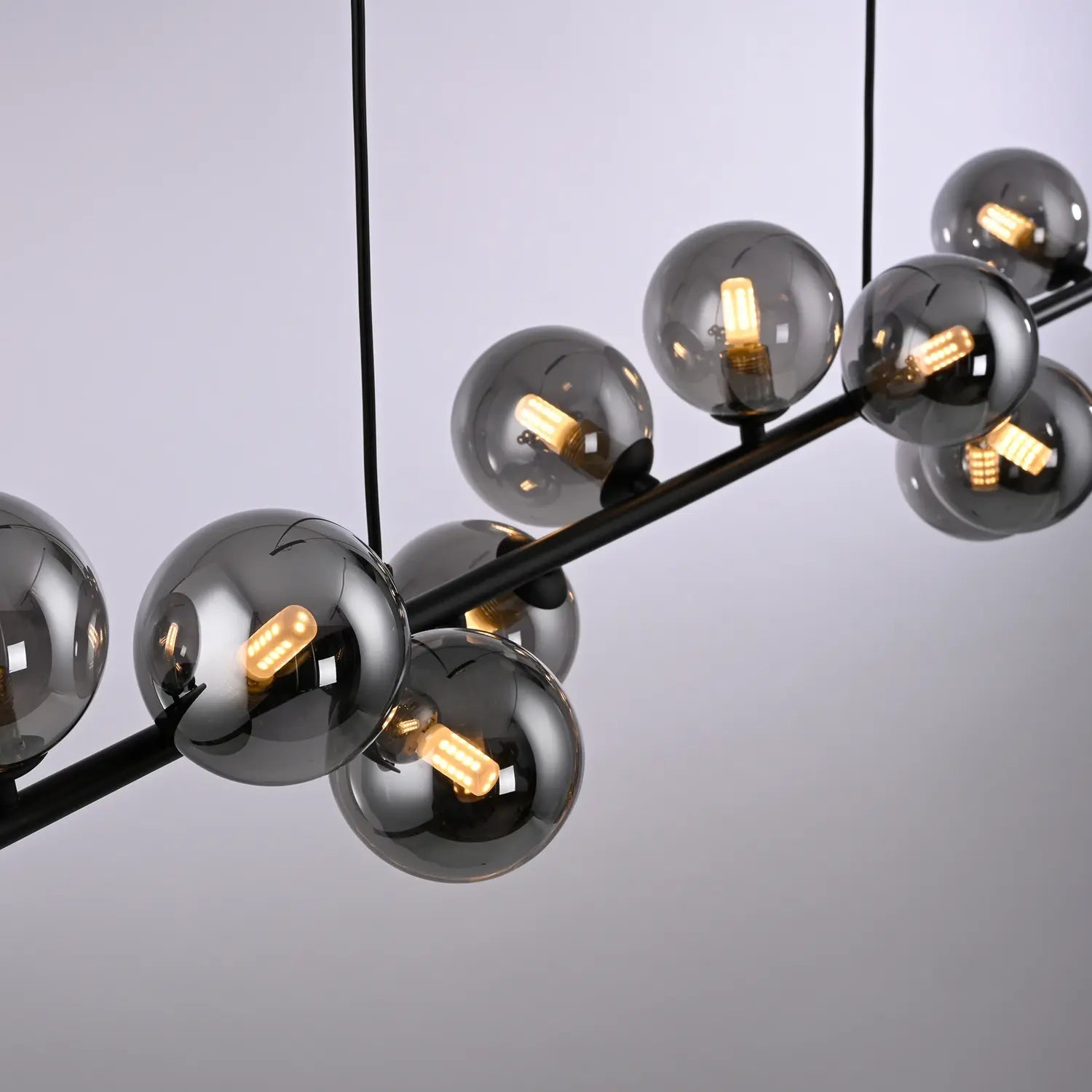 B-Ware Schöner Wohnen Hängeleuchte Pendelleuchte Dubai Rauchglas G9 Led Schwarz 13 Flg - 4043689017590