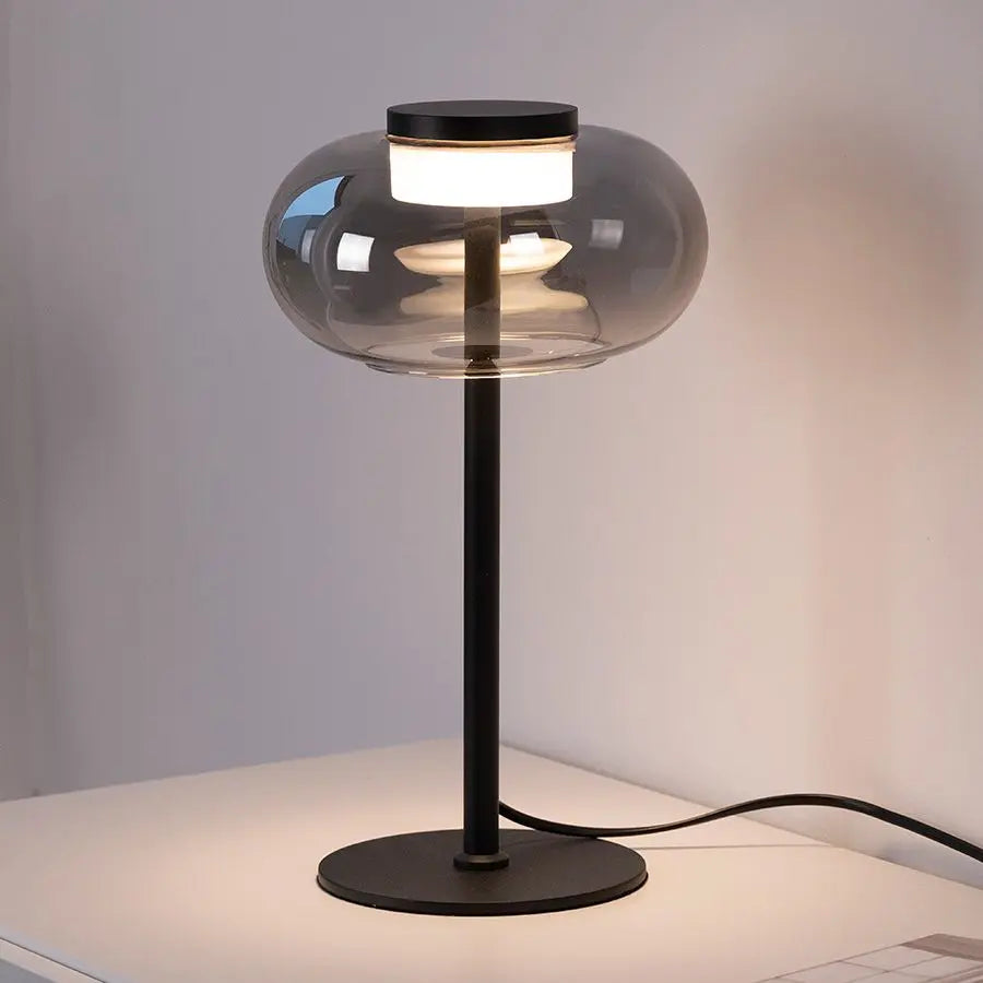 B-Ware Schöner Wohnen Tischleuchte Lampe Led Sia Rauchglas Schnurschalter Schwarz 33 Cm - 4043689017798