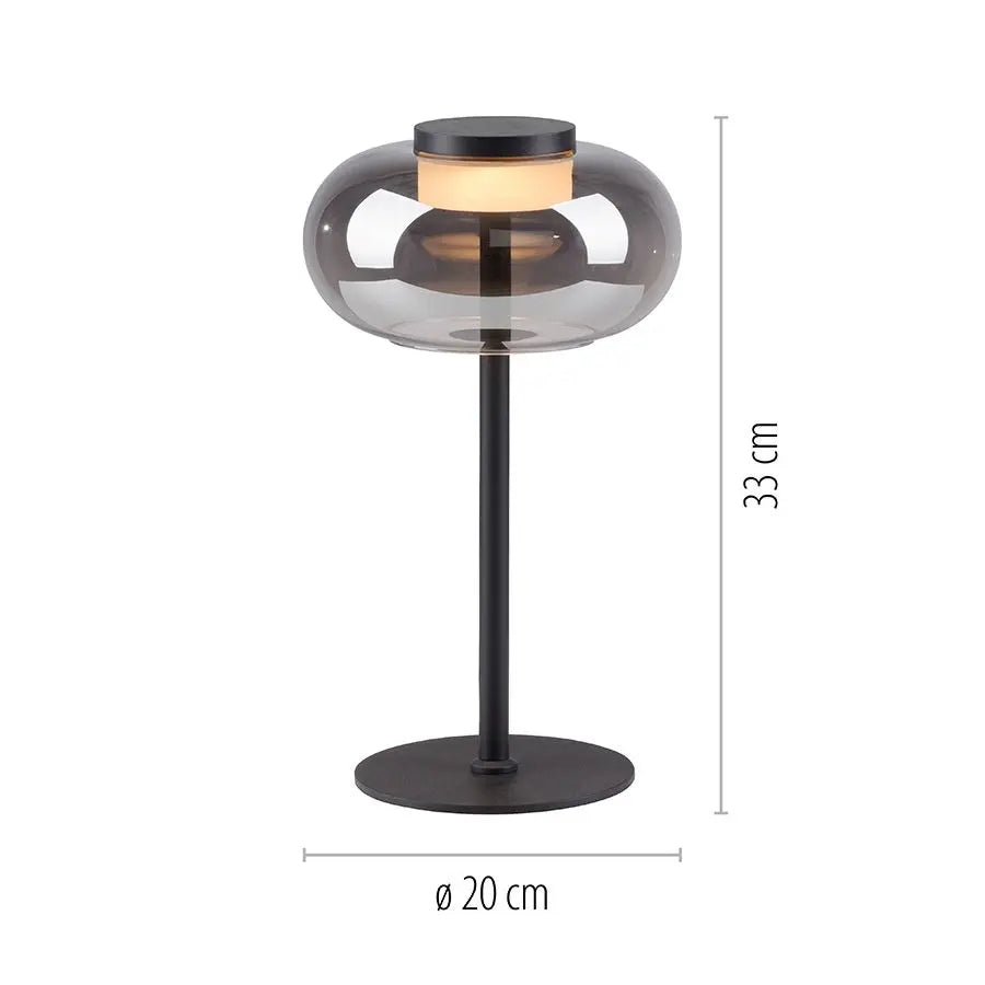 B-Ware Schöner Wohnen Tischleuchte Lampe Led Sia Rauchglas Schnurschalter Schwarz 33 Cm - 4043689017798